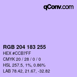 カラーコード: RGB 204 183 255 | qconv.com