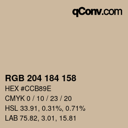 カラーコード: RGB 204 184 158 | qconv.com