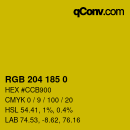 Color code: RGB 204 185 0 | qconv.com