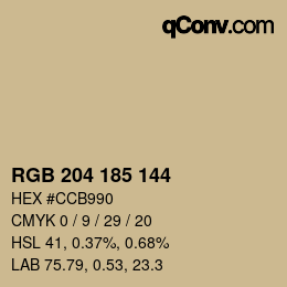 颜色代码: RGB 204 185 144 | qconv.com