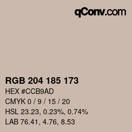 カラーコード: RGB 204 185 173 | qconv.com