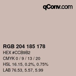 Color code: RGB 204 185 178 | qconv.com