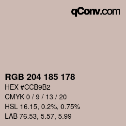 Color code: RGB 204 185 178 | qconv.com