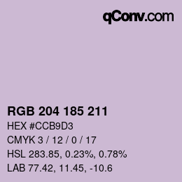 カラーコード: RGB 204 185 211 | qconv.com