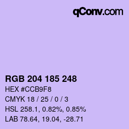 Color code: RGB 204 185 248 | qconv.com