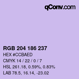 Color code: RGB 204 186 237 | qconv.com