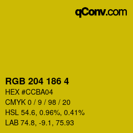 Color code: RGB 204 186 4 | qconv.com