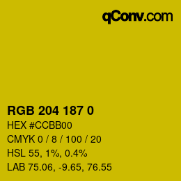 颜色代码: RGB 204 187 0 | qconv.com