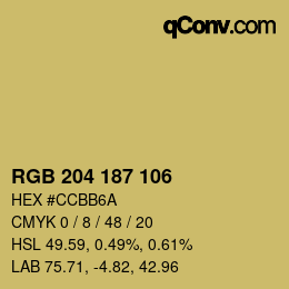 Color code: RGB 204 187 106 | qconv.com
