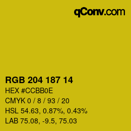 Color code: RGB 204 187 14 | qconv.com
