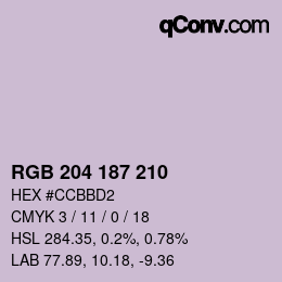 Color code: RGB 204 187 210 | qconv.com