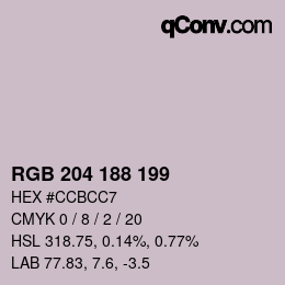 Color code: RGB 204 188 199 | qconv.com