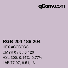 カラーコード: RGB 204 188 204 | qconv.com
