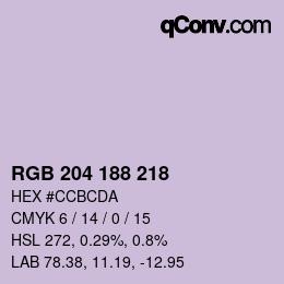 Color code: RGB 204 188 218 | qconv.com