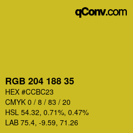 Color code: RGB 204 188 35 | qconv.com