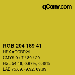 カラーコード: RGB 204 189 41 | qconv.com