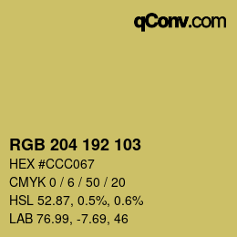 颜色代码: RGB 204 192 103 | qconv.com