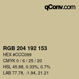 Color code: RGB 204 192 153 | qconv.com