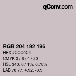 Color code: RGB 204 192 196 | qconv.com