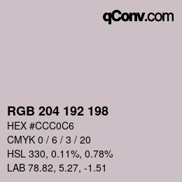 Color code: RGB 204 192 198 | qconv.com