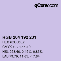 Color code: RGB 204 192 231 | qconv.com