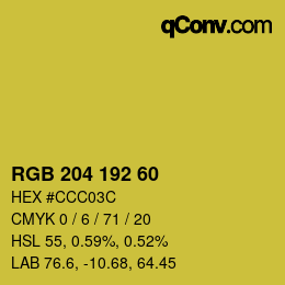 Color code: RGB 204 192 60 | qconv.com