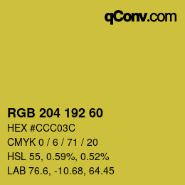 カラーコード: RGB 204 192 60 | qconv.com