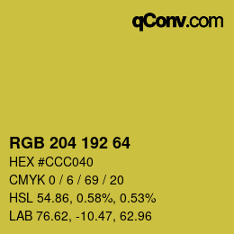 颜色代码: RGB 204 192 64 | qconv.com
