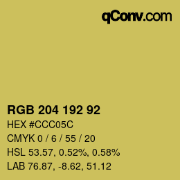颜色代码: RGB 204 192 92 | qconv.com