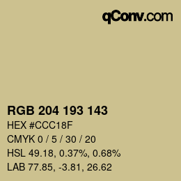 カラーコード: RGB 204 193 143 | qconv.com