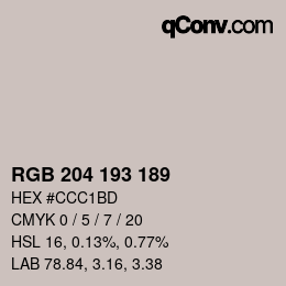 Farbcode: RGB 204 193 189 | qconv.com