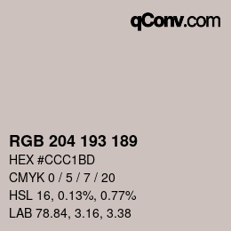 Code couleur: RGB 204 193 189 | qconv.com