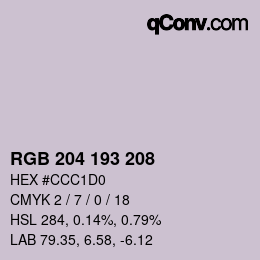 カラーコード: RGB 204 193 208 | qconv.com