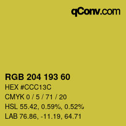 颜色代码: RGB 204 193 60 | qconv.com