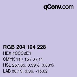 カラーコード: RGB 204 194 228 | qconv.com