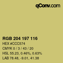 カラーコード: RGB 204 197 116 | qconv.com