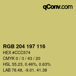 カラーコード: RGB 204 197 116 | qconv.com