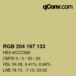 颜色代码: RGB 204 197 133 | qconv.com