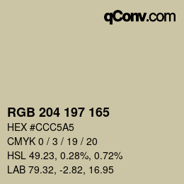 Color code: RGB 204 197 165 | qconv.com