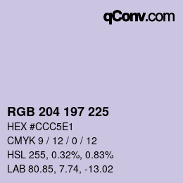 カラーコード: RGB 204 197 225 | qconv.com