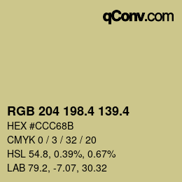カラーコード: RGB 204 198.4 139.4 | qconv.com