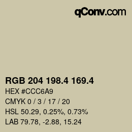 カラーコード: RGB 204 198.4 169.4 | qconv.com