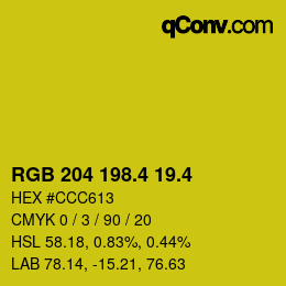 カラーコード: RGB 204 198.4 19.4 | qconv.com