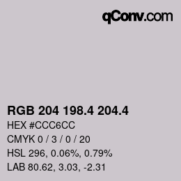 カラーコード: RGB 204 198.4 204.4 | qconv.com