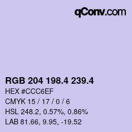 カラーコード: RGB 204 198.4 239.4 | qconv.com
