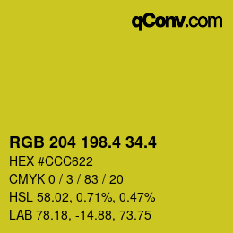 カラーコード: RGB 204 198.4 34.4 | qconv.com
