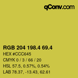 カラーコード: RGB 204 198.4 69.4 | qconv.com