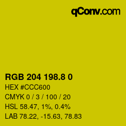 カラーコード: RGB 204 198.8 0 | qconv.com