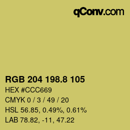 カラーコード: RGB 204 198.8 105 | qconv.com