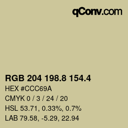 カラーコード: RGB 204 198.8 154.4 | qconv.com